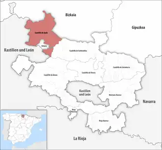 Die Lage der Comarca Cuadrilla de Ayala in der Provinz Álava