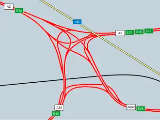 Übersichtskarte Autobahnkreuz Loncin