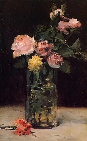 Édouard Manet: Rosen in einer Glasvase (Privatsammlung)
