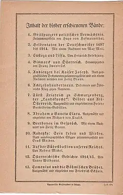 Programm der Österreichischen Bibliothek, hrsg. durch Hugo von Hofmannsthal, S. 1 und Rückseite