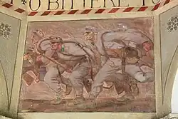 Deckenbilder von Albert Stolz im Ehrenmal – Sturm der Kaiserjäger mit gefälltem Bajonett