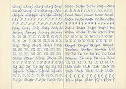 Nachkriegsschulheft mit Schreibübungen der in Preußen eingeführten deutschen Sütterlinschrift (1953)