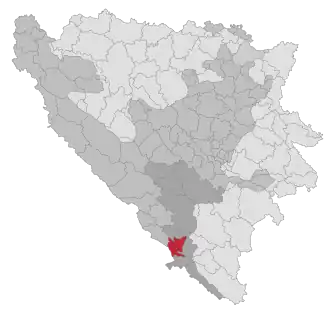 Lage der Gemeinde Čapljina in Bosnien und Herzegowina (anklickbare Karte)