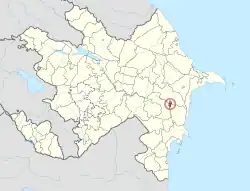 Karte von Aserbaidschan, Position von Şirvan hervorgehoben