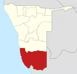 Lage der Region ǁKharas in Namibia