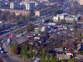 Luftbild von Busbahnhof und Umgebung