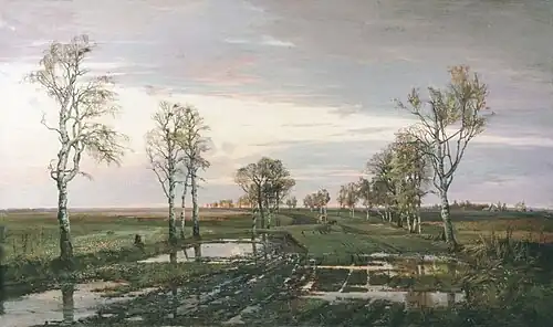 Die große russische Straße im Herbst (1877), Sujet bezieht sich auf die Rasputiza Kunstmuseum Krasnodar
