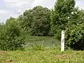 Grenzpfahl am Memelufer bei Lielmēmele 56.33395524.969864 Juni&nbsp;2010
