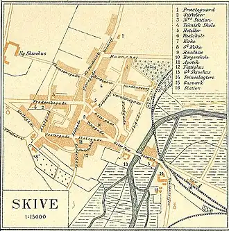 Lage der ersten Bahnhöfe in Skive, Nord: Nr. 3