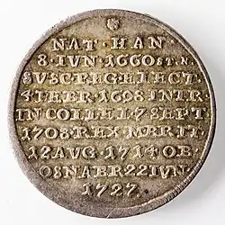 1/4 Sterbethaler Georgs I. als Kurfürst von Braunschweig-Lüneburg († 1727), Mmz. C.P.S., Münzstätte Clausthal (Welter 2254)