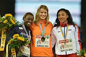 Ashleigh Nelson (rechts) bei den Leichtathletik-Europameisterschaften 2014 in Zürich