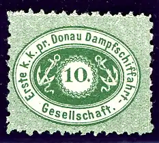 10 Kreuzer-Briefmarke der DDSG von 1868