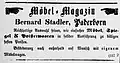 Werbeanzeige der Fa. Bernard Stadler von September 1883