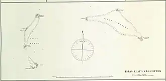 Spanische Seekarte von 1886: Elato/Lamolior und Lamotrek