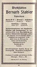 Werbeanzeige der Fa. Bernard Stadler von Anfang 1914