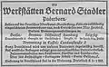 Werbeanzeige der Fa. Bernard Stadler von Juni 1914
