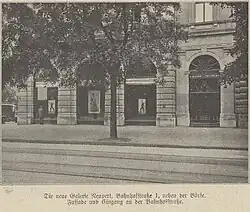 Die neue Galerie Neupert, Bahnhofstrasse 1, neben der Börse, Fassade und Eingang an der Bahnhofstrasse. 1918