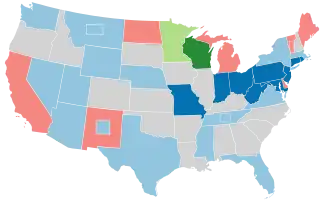 Karte der Wahlergebnisse nach Bundesstaat