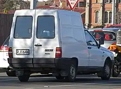 Heckansicht des Kastenwagens