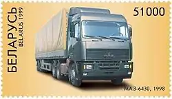 Ein MAZ-6430A8 auf einer belarussischen Briefmarke