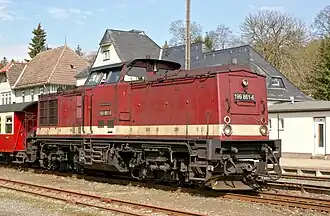 Schmalspurlok 199 861 der HSB im Bahnhof Elend