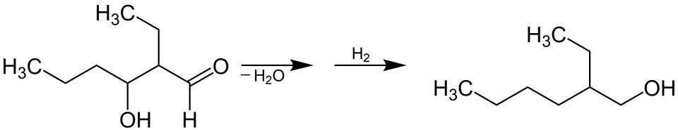 Umsetzung von 2-Ethyl-3-hydroxyhexanal zum 2-Ethylhexanol