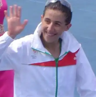 Vanessa Fernandes auf dem Weg zur Siegerehrung bei den Olympischen Sommerspielen 2008