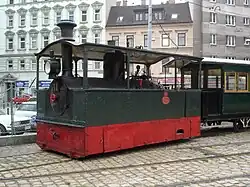 Die erhaltene C t-Dampftramway Lok 11 (Baujahr 1884) im Verkehrsmuseum Remise in Wien