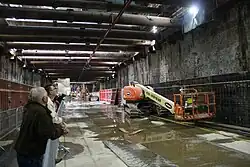 Baustelle auf Gleishöhe, gesehen in südliche Richtung, Mai&nbsp;2011