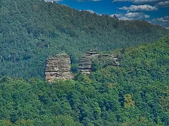 Jungturm (links) und Münzfels (rechts)