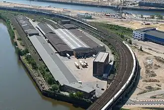 Bebauung des Quartiers Oberhafen im Jahr 2012