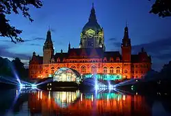 Blick über den Maschteich zur Bühne mit Illumination, 2016