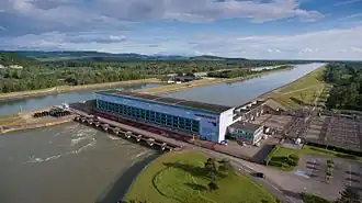 Wasserkraftwerk aus der Luft