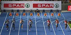 Das 100-Meter-Finale kurz nach dem&nbsp;Start