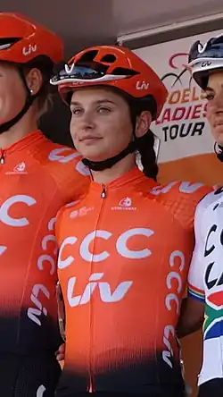 Agnieszka Skalniak am Start der Boels Ladies Tour 2019