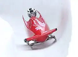 Loreta Beķerniece beim Monobob-Wettbewerb