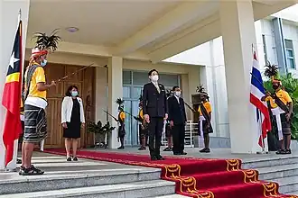 Ehrenwache am Präsidentenpalast beim Empfang von Botschafter Ekapol Poolpipat (2021)