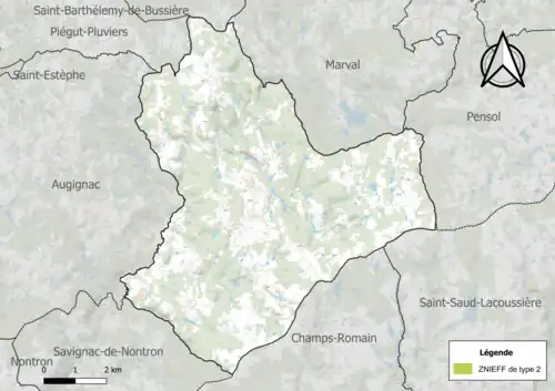 Topographische Karte von Abjat-sur-Bandiat