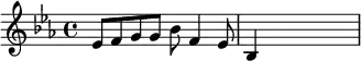 {\key es \major es'8 f' g' g' bes' f'4 es'8 bes4 \skip2.}