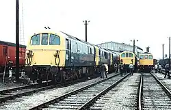 In Eastleigh abgestellte 74 009, ehemals E6109. Aufnahme 1978