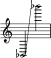  { \override Score.TimeSignature #'stencil = ##f
    bes,2 \glissando bes'''2 }
