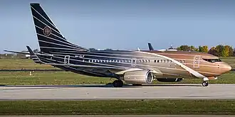 AirXcharter B737-700 (9H-ELF) taxiing at Erfurt-Weimar Airport 12.10.2022