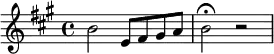 {\key a \major b'2 e'8 fis' gis' a' b'2\fermata r2}