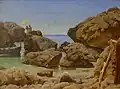 Felsenküste bei Capri mit einem malenden Künstler, zwischen 1845 und 1847 (Dänischen Nationalgalerie)