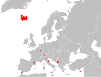 Lage der Mitgliedsstaaten in Europa