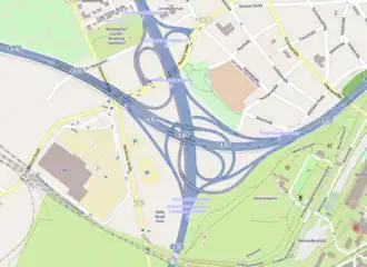 Übersichtskarte Autobahnkreuz Duisburg-Nord