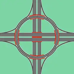 Kreisverkehr als Autobahnkreuz