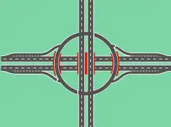 Throughabout als Anschlussstelle, mehrfach verwendet in Guadalajara, auf der Avenue México.20°&nbsp;40′&nbsp;46″&nbsp;N, 103°&nbsp;23′&nbsp;3″&nbsp;W20.67956-103.3840620°&nbsp;39′&nbsp;59″&nbsp;N, 103°&nbsp;23′&nbsp;34″&nbsp;W20.66649-103.3928