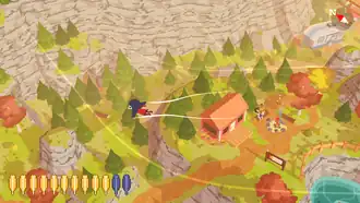 Claire gleitet über einem Wald