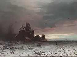 Eine Burg in einer Winterlandschaft